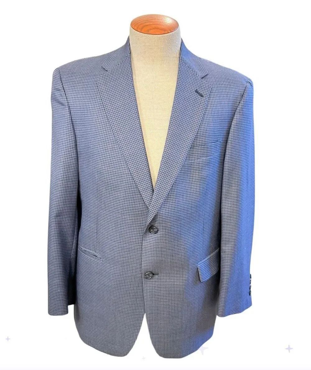 Hart Schaffner Marx Two-Button Blazer/Sport Coat Blue Micro-Houndstooth 42S